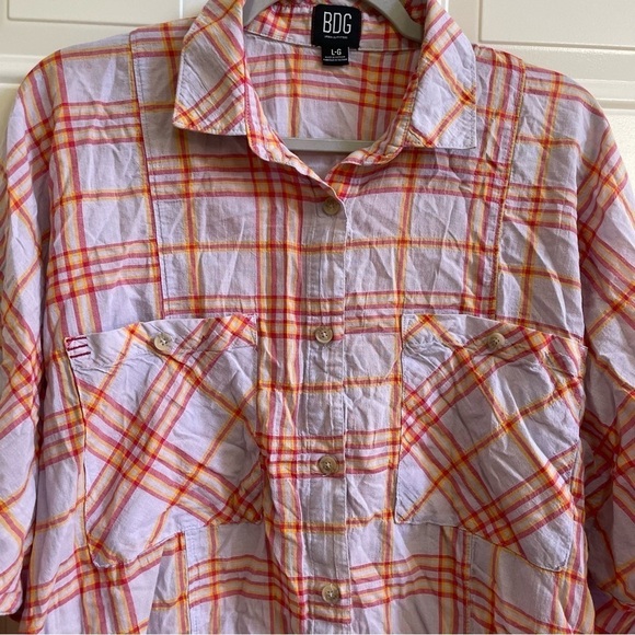 Urban outfitters BDG Remi purple lavender plaid Oversized Button-Down Shirt L - Picture 8 of 14
